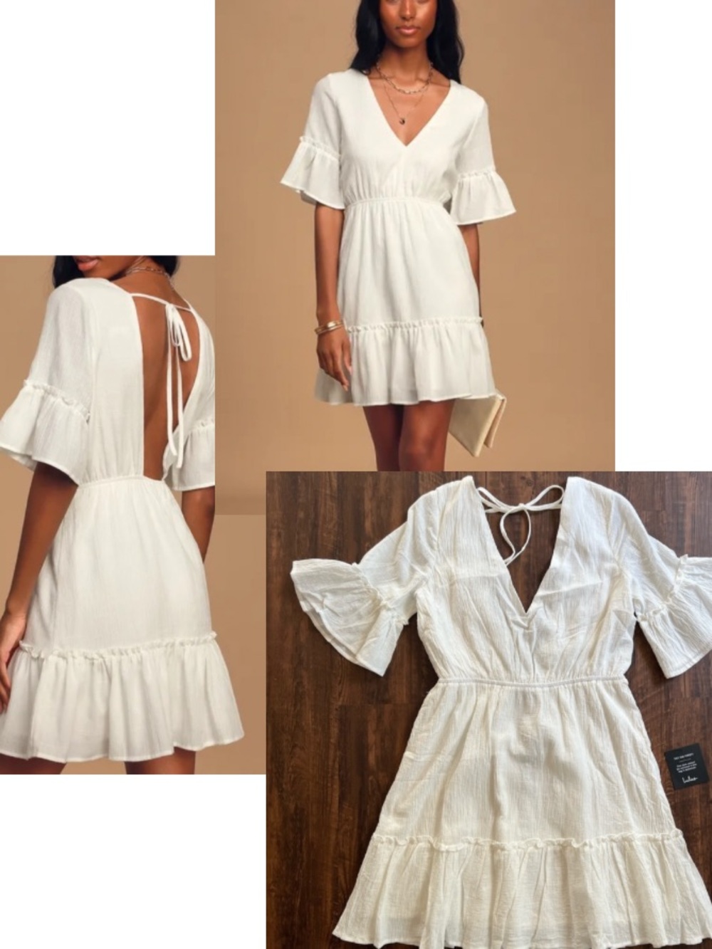 BRAND NEW! Sunshine Daydream White Short Sleeve Cutout Mini Dress